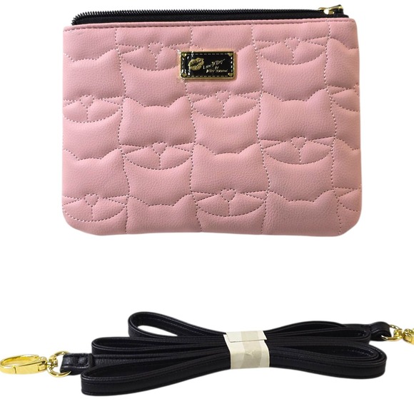 Luv Betsey by Betsey Johnson Pink Cat Quilted Wristlet Crossbody Bag - Picture 1 of 10